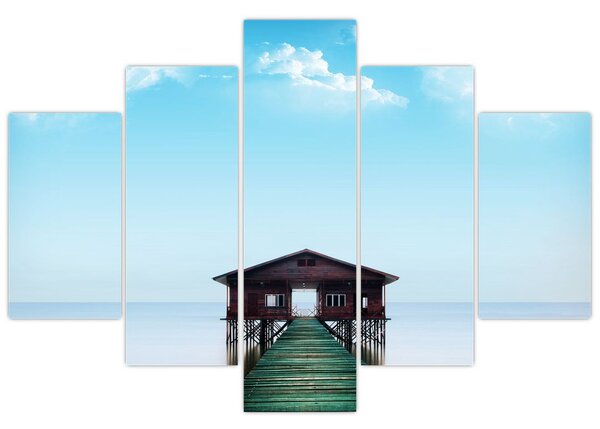 Tablou cu casă pe mare (150x105 cm)