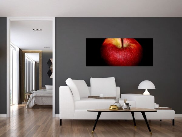 Tablou cu măr pe fundal negru (120x50 cm)
