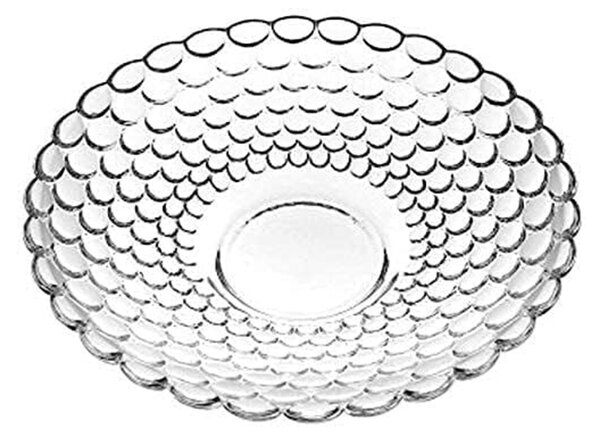 Fructiera tip bol Pufo Luxury din sticla pentru prajituri, torturi, fructe, aperitive, 24 cm