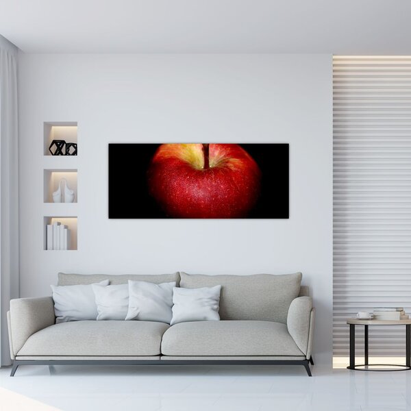 Tablou cu măr pe fundal negru (120x50 cm)