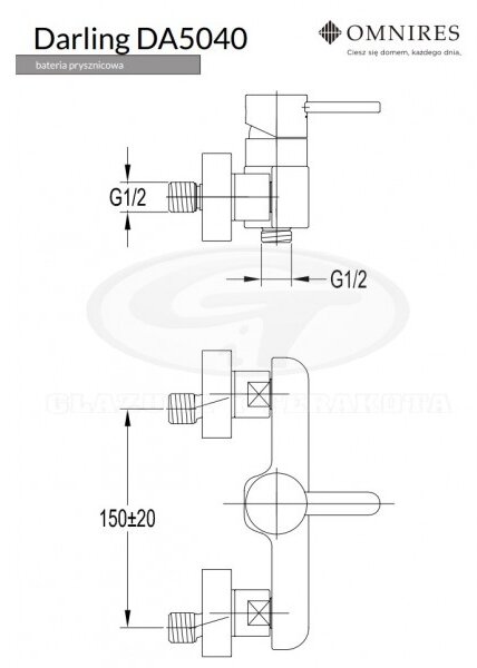 Omnires Darling baterie de duș perete crom DA5040CR
