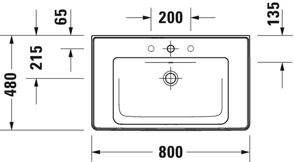 Duravit D-Neo lavoar 80x48 cm dreptunghiular mobilier alb luciu 2367800000