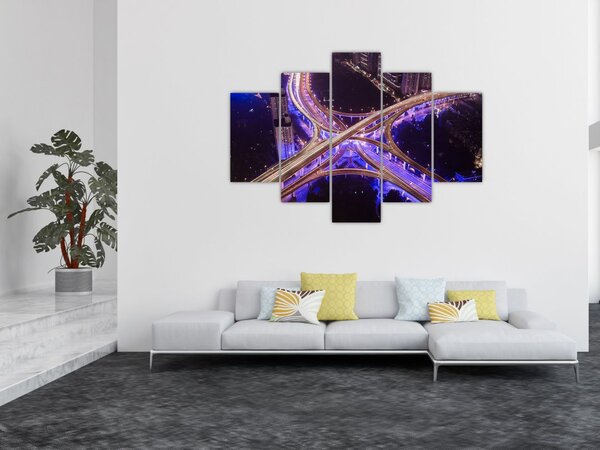 Tablou cu o interesecție mare noapte (150x105 cm)