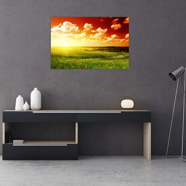 Tablou cu luncă cu soarele strălucitor (90x60 cm)