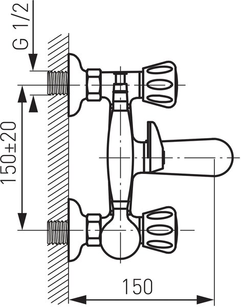Ferro Standard baterie cadă-duș perete crom BST11