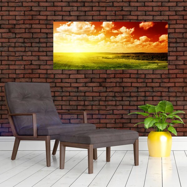 Tablou cu luncă cu soarele strălucitor (120x50 cm)