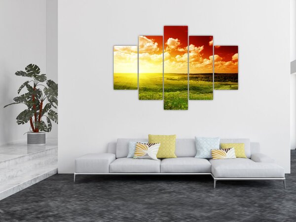 Tablou cu luncă cu soarele strălucitor (150x105 cm)
