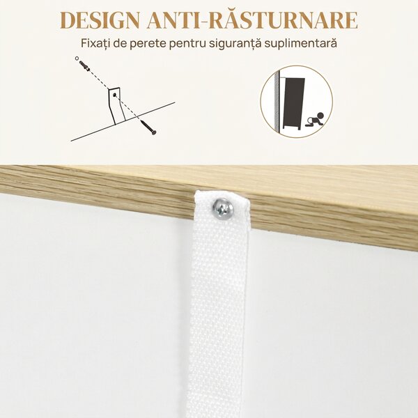 HOMCOM Bufet de Bucătărie cu 2 Uși, Raft Reglabil, 2 Sertare și 3 Compartimente Deschise, 106x30x81,2 cm, Alb | Aosom Romania