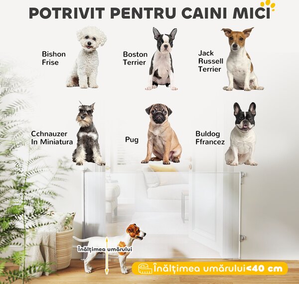 Poartă Retractabilă PawHut 140cm Albă | Aosom Romania