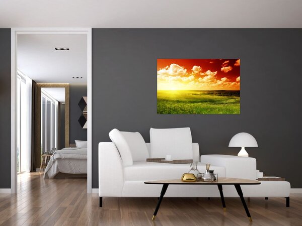 Tablou cu luncă cu soarele strălucitor (90x60 cm)