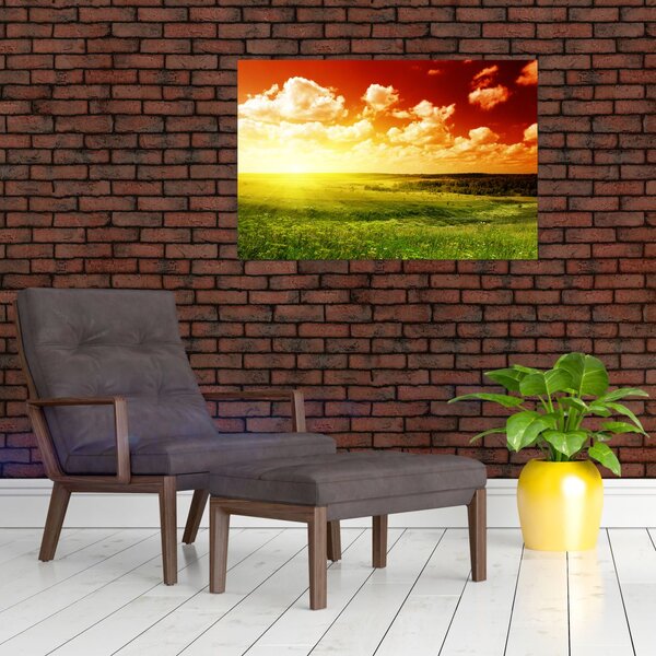 Tablou cu luncă cu soarele strălucitor (90x60 cm)