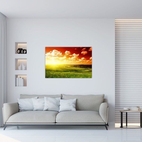 Tablou cu luncă cu soarele strălucitor (90x60 cm)