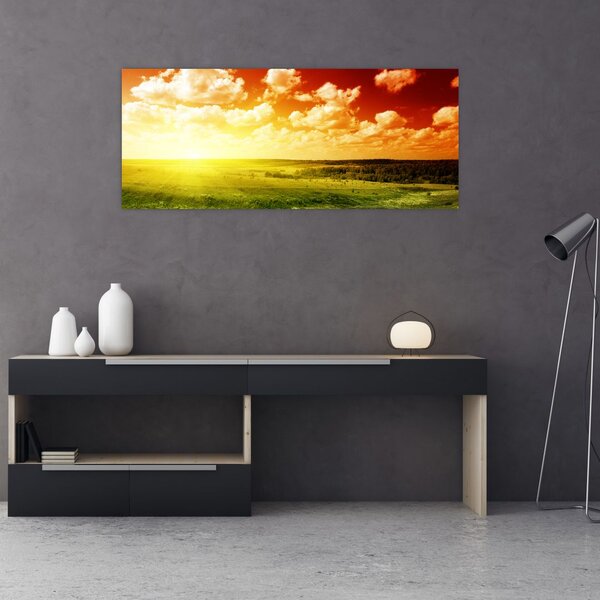 Tablou cu luncă cu soarele strălucitor (120x50 cm)