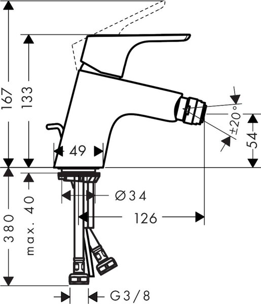 Hansgrohe Focus baterie bideu stativ crom 31920000