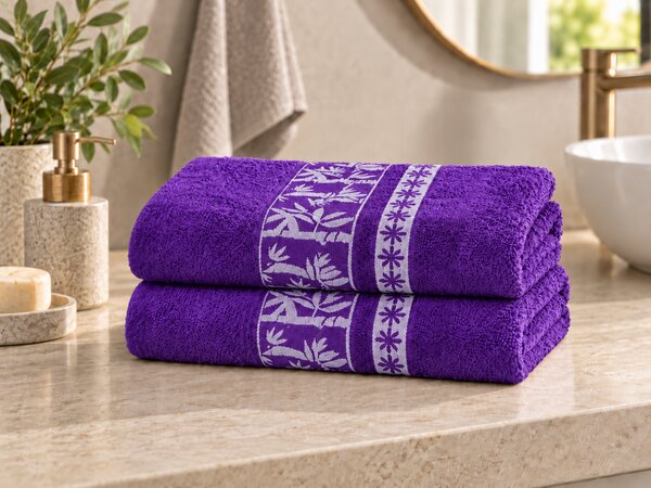 2x prosop BAMBOO 70x140 cm mov, 70% fibra de bambus | 30% bumbac
