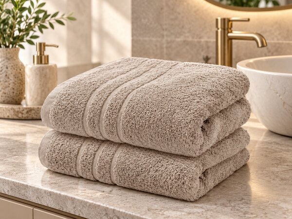 2x prosop Confort 70x140 cm bej, 100% bumbac