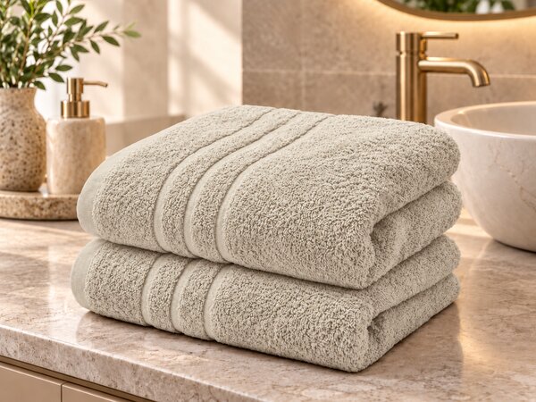 2x prosop Confort 70x140 cm crem, 100% bumbac