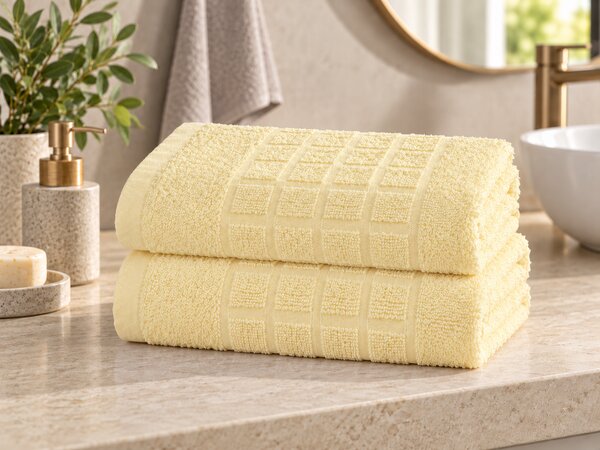 2x prosop SOFT 70x140 cm crem, 100% bumbac