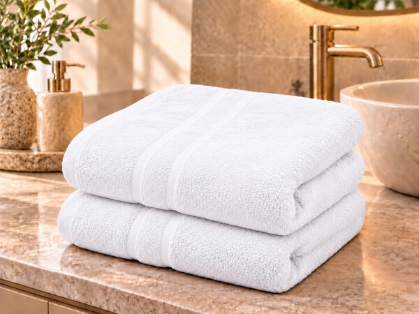 2x prosop ROYAL 70x140 cm alb, 100% bumbac