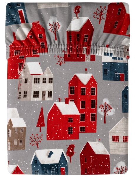 Cearsaf din microfibra WINTER COTTAGE gri 90x200 cm