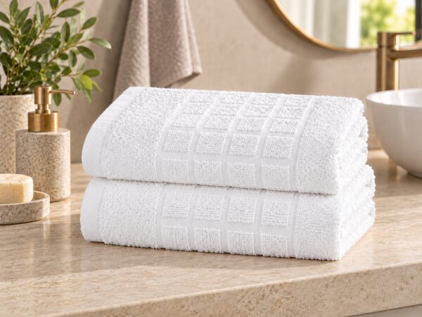 2x prosop SOFT 70x140 cm alb, 100% bumbac