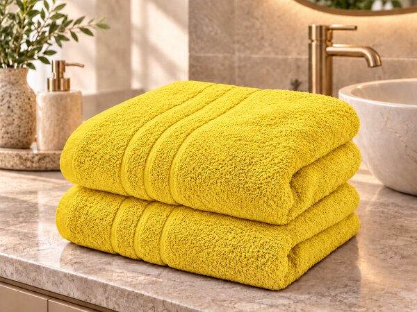 2x prosop Confort 70x140 cm galben, 100% bumbac