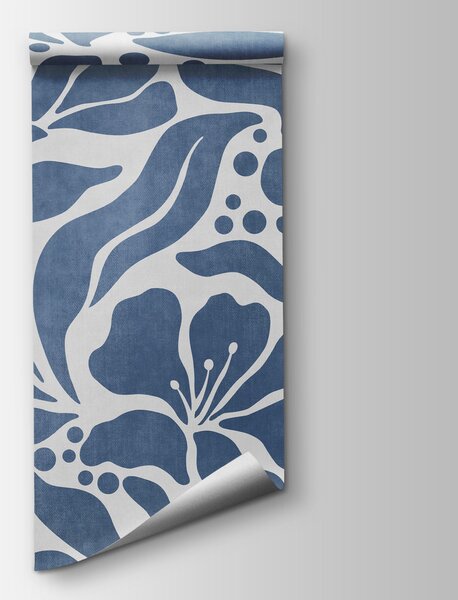 Fototapet Motiv floral albastru și alb, Fototapet flori, Fototapet populare, t01114v1 - Tapeko.ro