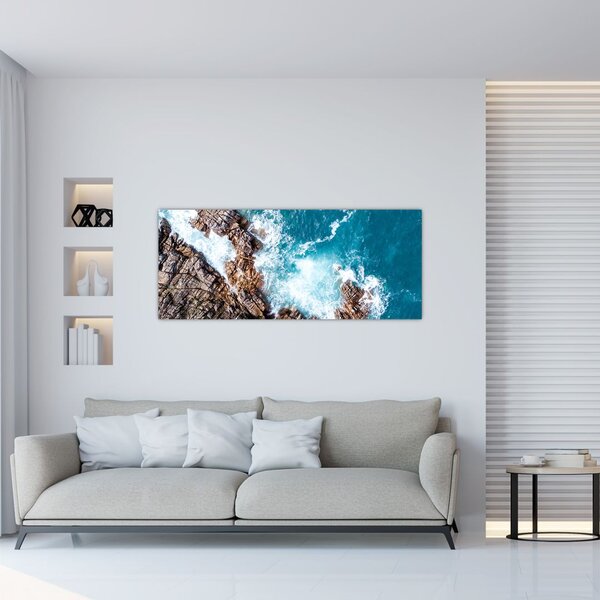 Tablou cu stânci și mare (120x50 cm)