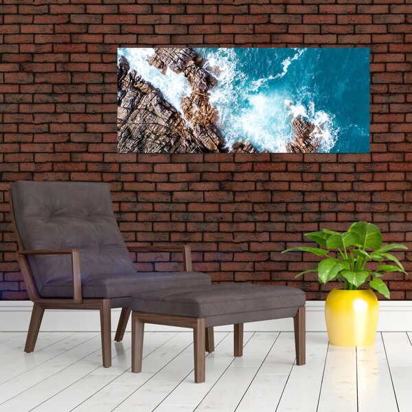 Tablou cu stânci și mare (120x50 cm)
