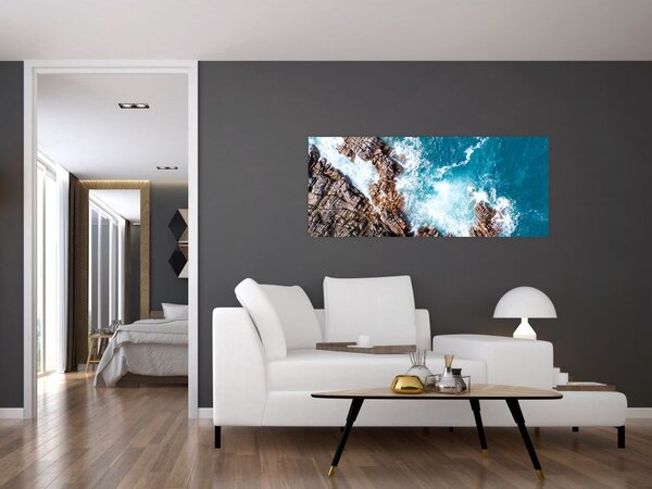 Tablou cu stânci și mare (120x50 cm)