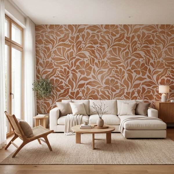 Fototapet Design cu motive florale inspirat din natură, Fototapet flori, Fototapet populare, t01114 - Tapeko.ro