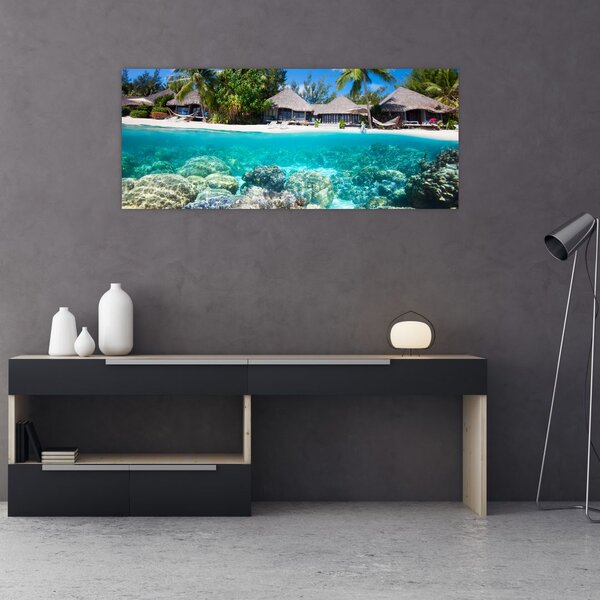 Tablou cu plaja pe insulă tropicală (120x50 cm)