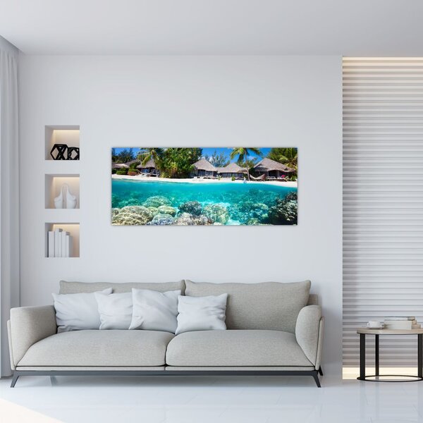 Tablou cu plaja pe insulă tropicală (120x50 cm)