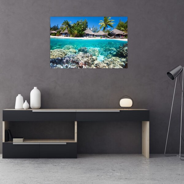 Tablou cu plaja pe insulă tropicală (90x60 cm)