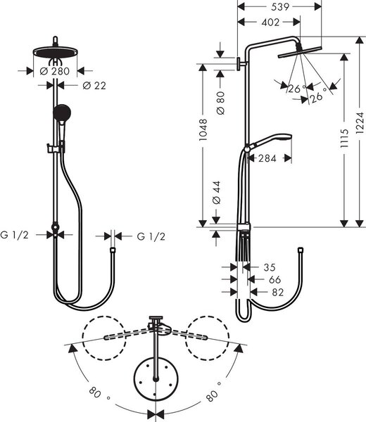 Hansgrohe Croma set de duș perete crom 26793000