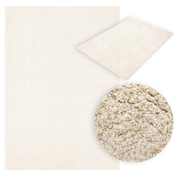 Covor Belgian din Microfibra, Model Sky 71301 056 Lavabil, Fir moale, Crem 120 x 170