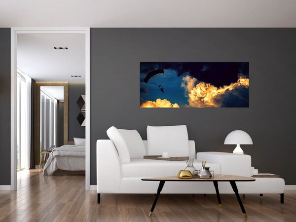 Tablou cu parașutiști în ceruri (120x50 cm)