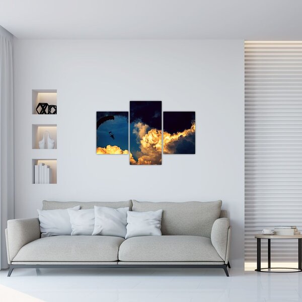 Tablou cu parașutiști în ceruri (90x60 cm)