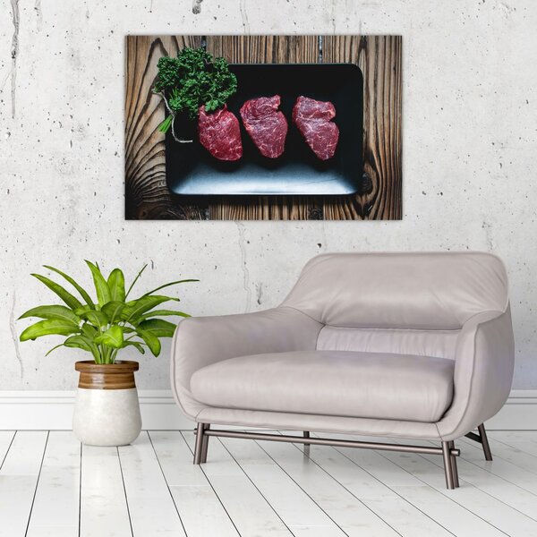 Tablou cu carne pe farfurie (90x60 cm)