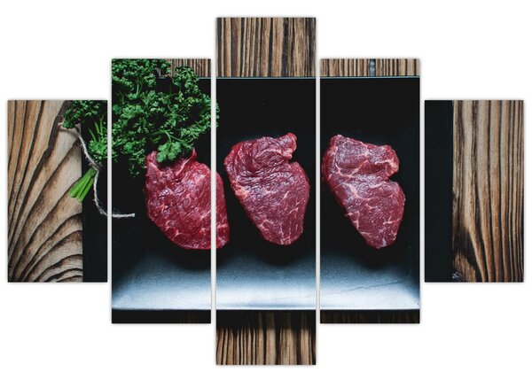 Tablou cu carne pe farfurie (150x105 cm)