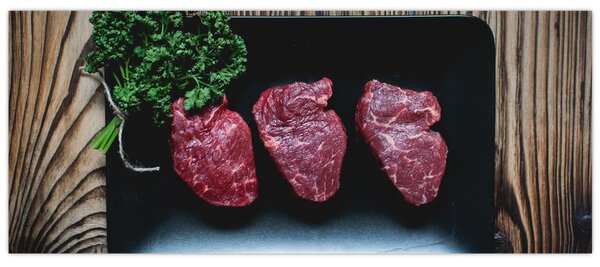 Tablou cu carne pe farfurie (120x50 cm)