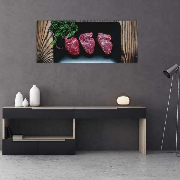 Tablou cu carne pe farfurie (120x50 cm)