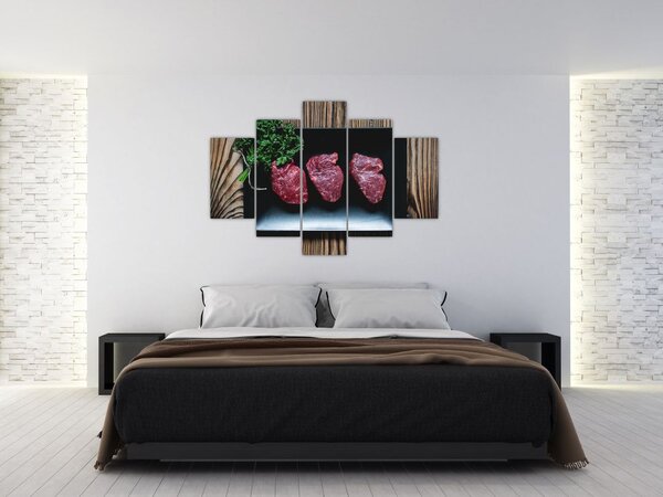 Tablou cu carne pe farfurie (150x105 cm)