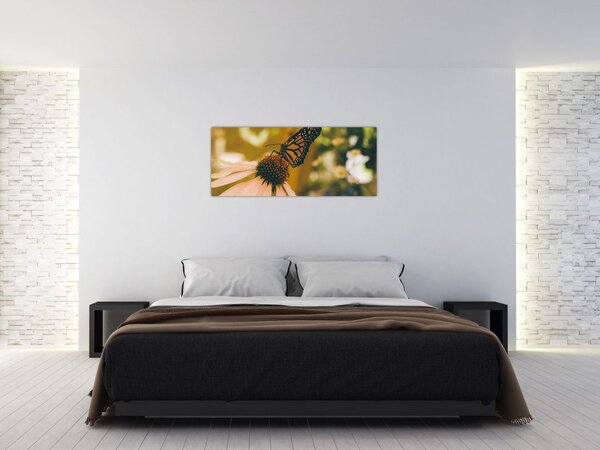Tablou cu fluture pe floare (120x50 cm)