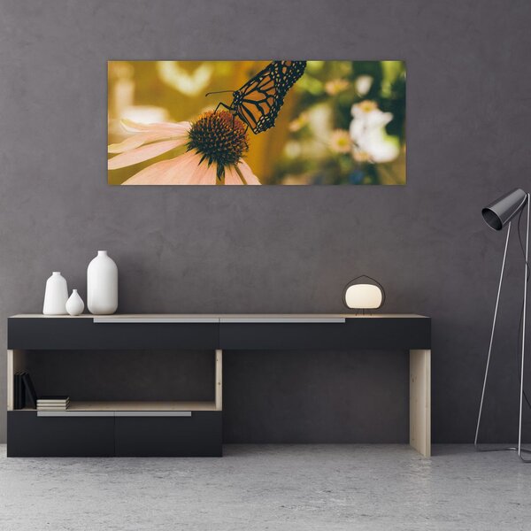 Tablou cu fluture pe floare (120x50 cm)