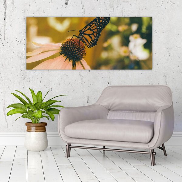 Tablou cu fluture pe floare (120x50 cm)