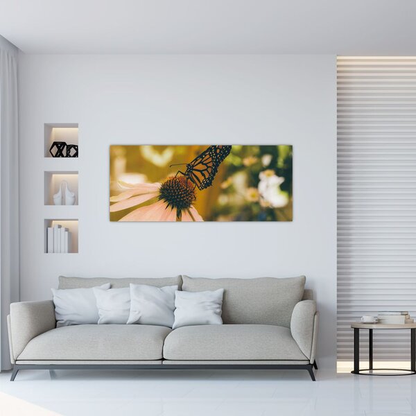 Tablou cu fluture pe floare (120x50 cm)