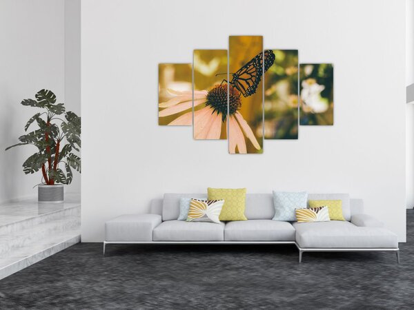 Tablou cu fluture pe floare (150x105 cm)