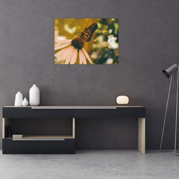 Tablou cu fluture pe floare (70x50 cm)