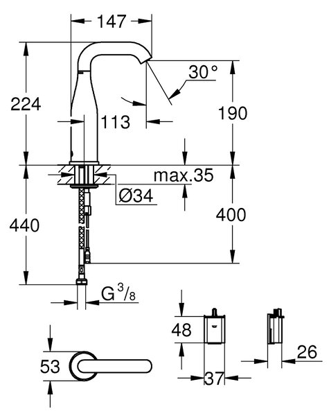Grohe Essence supapă lavoar stativ electrică StarLight Chrome 36446000
